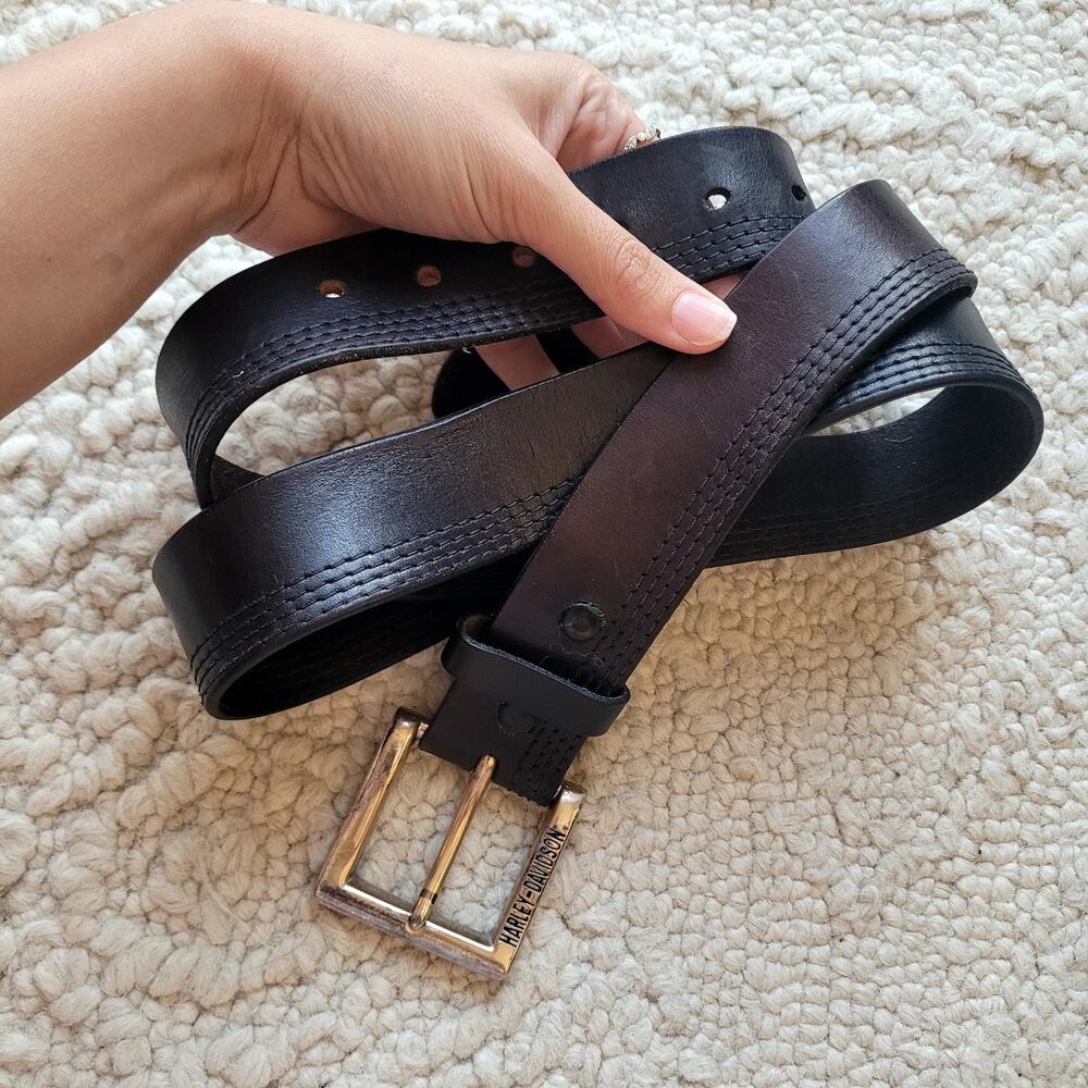 Harley Davidson Black Leather Belt 2007  Sz 44